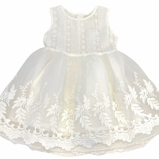 Girl's Lace On Top And Tulle Overlay On Bottom Dress