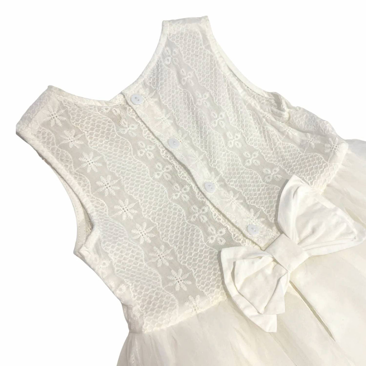 Girl's Lace On Top And Tulle Overlay On Bottom Dress
