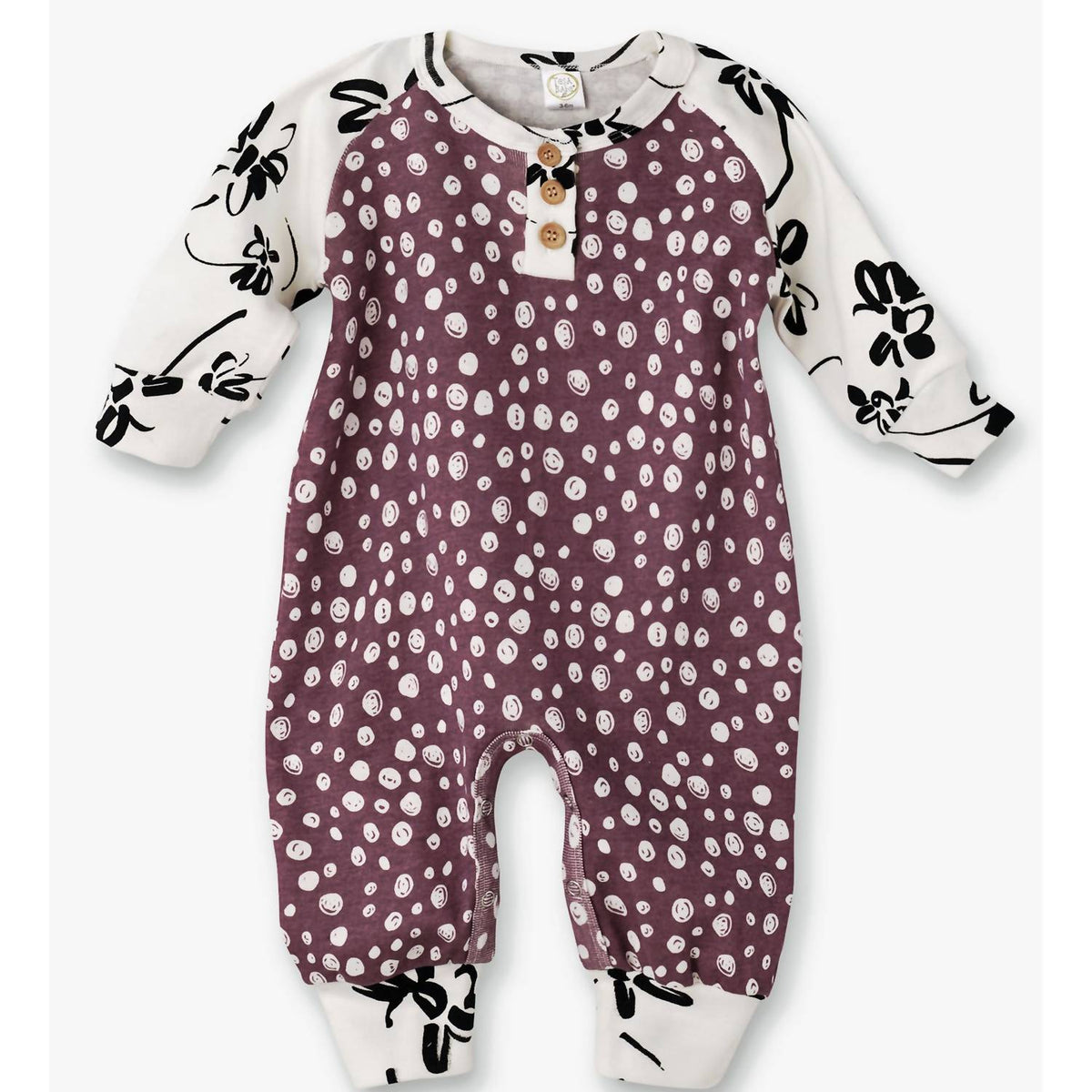 Newborn Baby Girls Painterly Petals Henley Romper