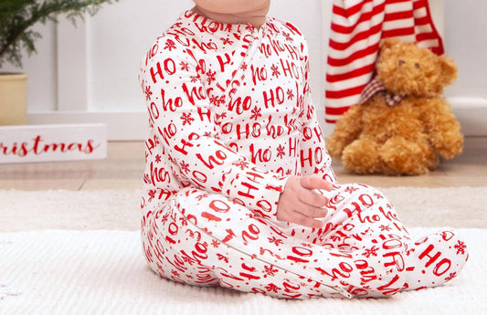 Baby Ho Ho Ho Zipper Footed Romper