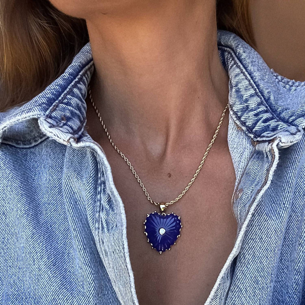 Women's Malene Lapis Heart Rope Necklace