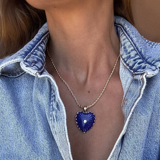 Women's Malene Lapis Heart Rope Necklace