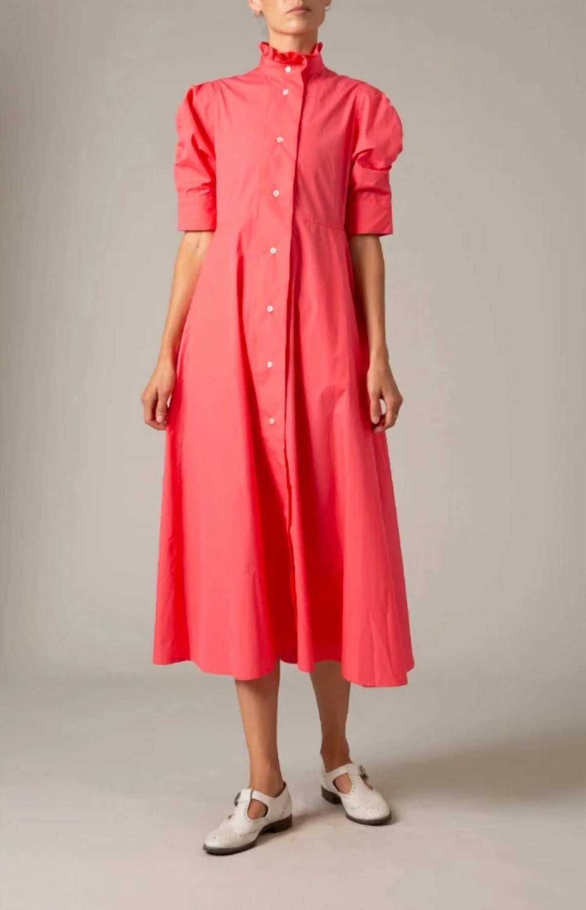 Venetia Plain Poplin Midi Dress