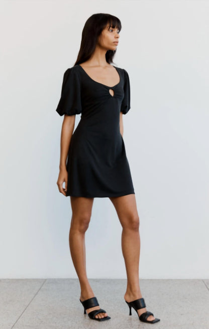 Marble Ballon Sleeve Mini Dress