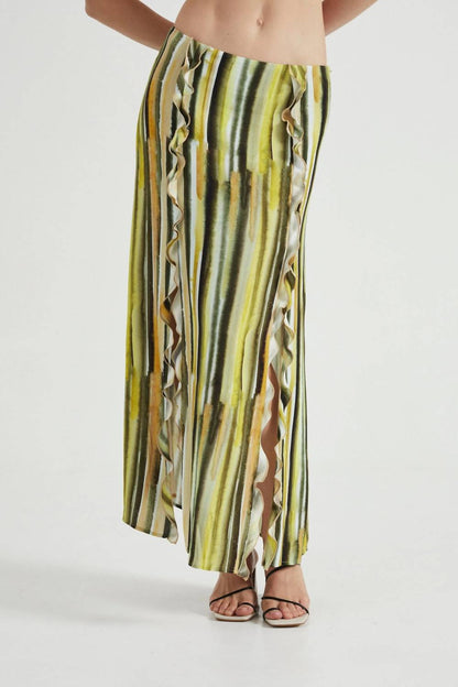 Stroke Frill Maxi Skirt