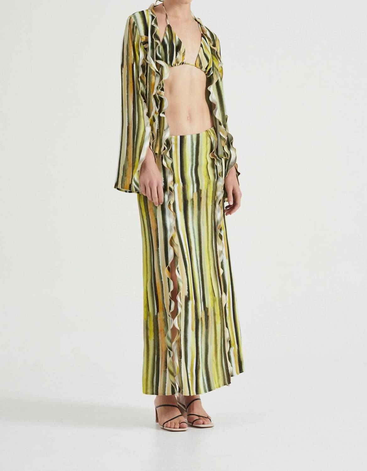 Stroke Frill Maxi Skirt