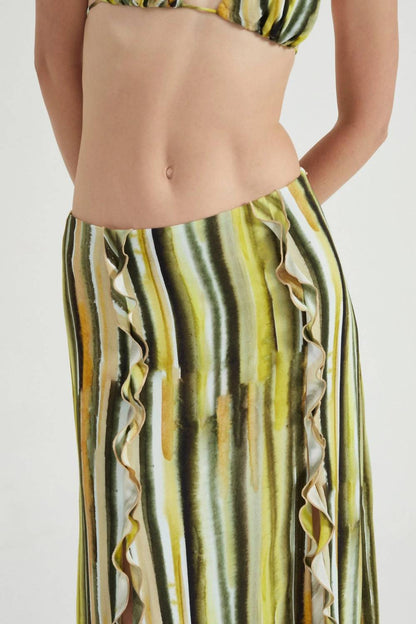 Stroke Frill Maxi Skirt