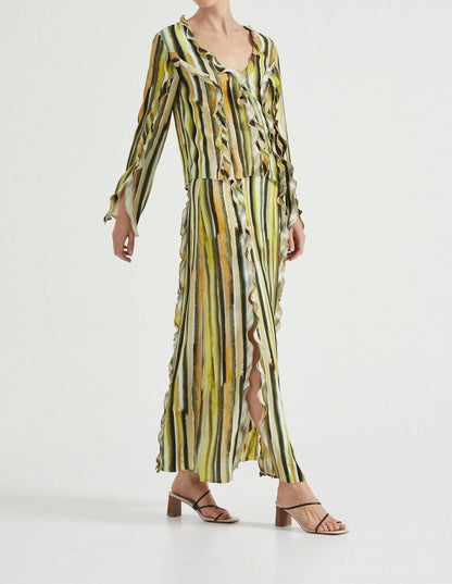 Stroke Frill Maxi Skirt