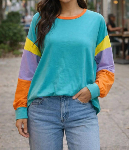 Color Block Relaxed Fit Top