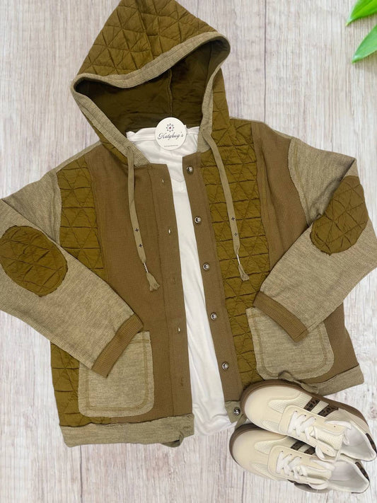 Thomas & Co Women's Quilted Hooded Shacket in Olive - view 2