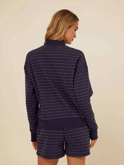 Kindra Dot Embroidered Terry Pullover