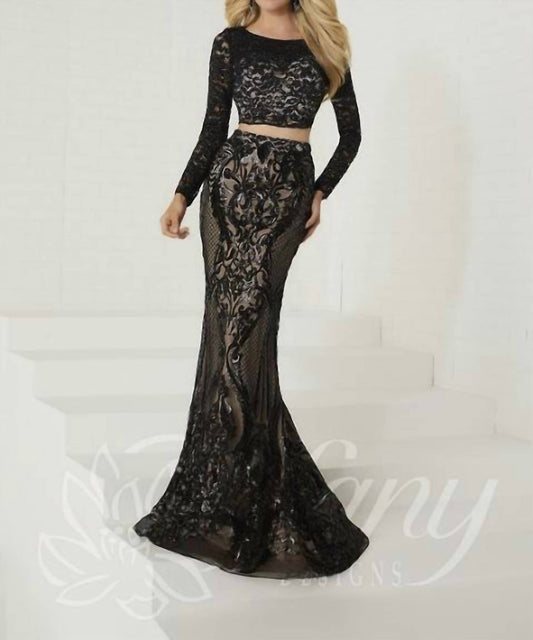Women's Long Sleeve Two Piece Formal Dress