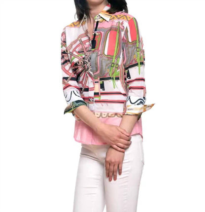 Coach Print 3/4 Sleeve Blouse