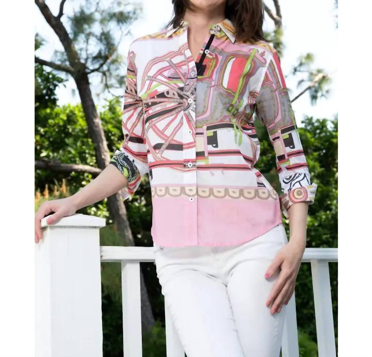Coach Print 3/4 Sleeve Blouse