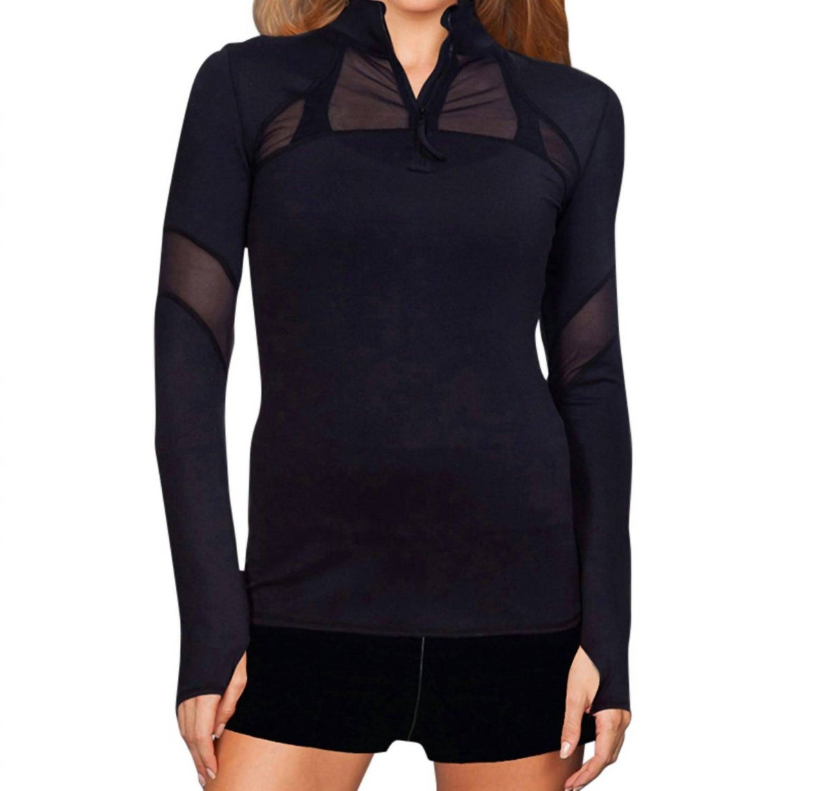 Headline Mesh Panel Route Long Sleeve Top