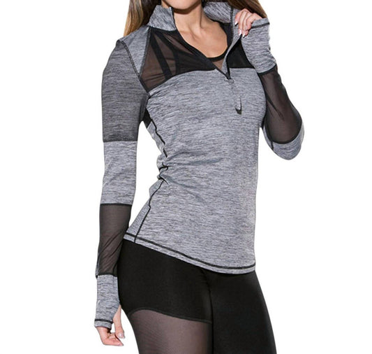 Muse Bardot Mesh Panel Long Sleeve Top