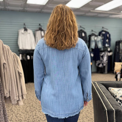 Fringe Trim Button Down Shirt
