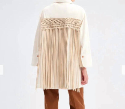 Denim Macrame Shirt Jacket