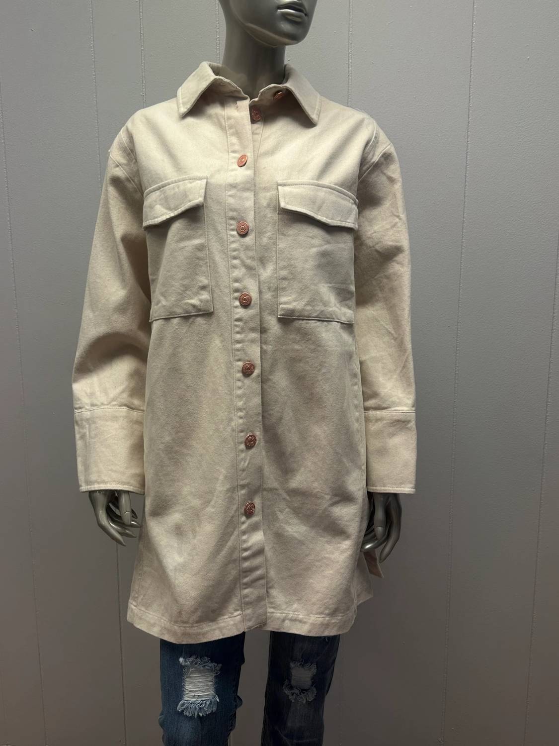 Denim Macrame Shirt Jacket