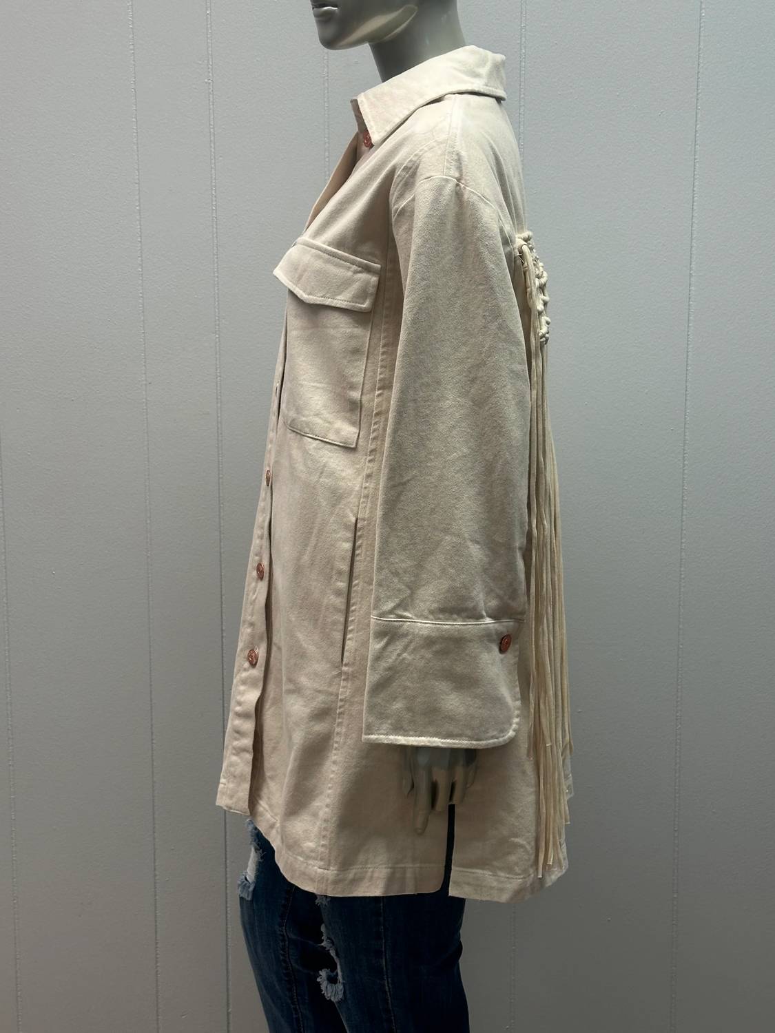 Denim Macrame Shirt Jacket