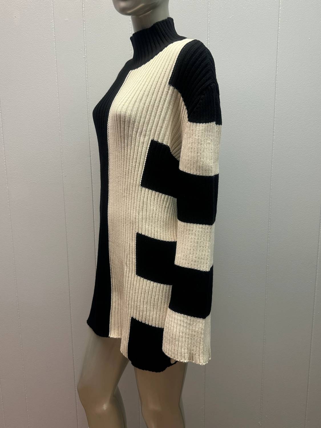 Twiggy Mod Striped Oversized Sweater Dress