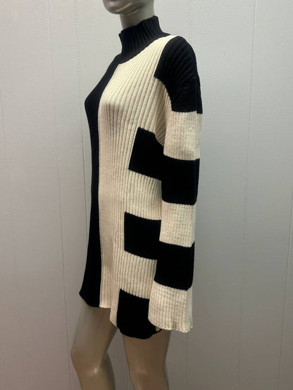 Twiggy Mod Striped Oversized Sweater Dress