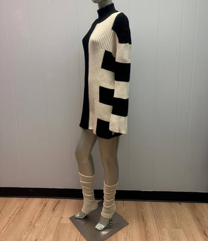 Twiggy Mod Striped Oversized Sweater Dress
