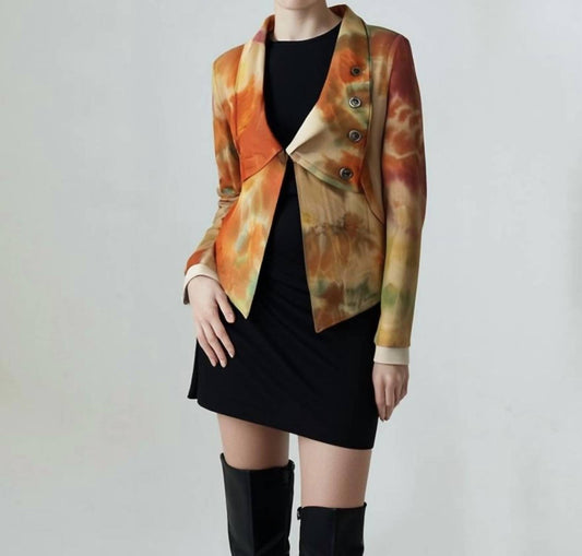 Tie Dye Cotton Boho Blazer Jacket