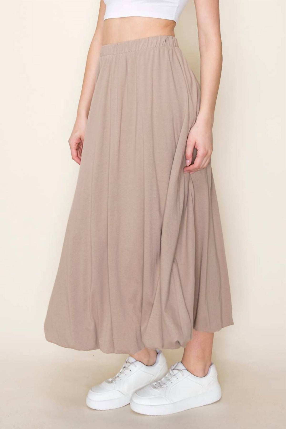 Cotton Bubble Midi Skirt