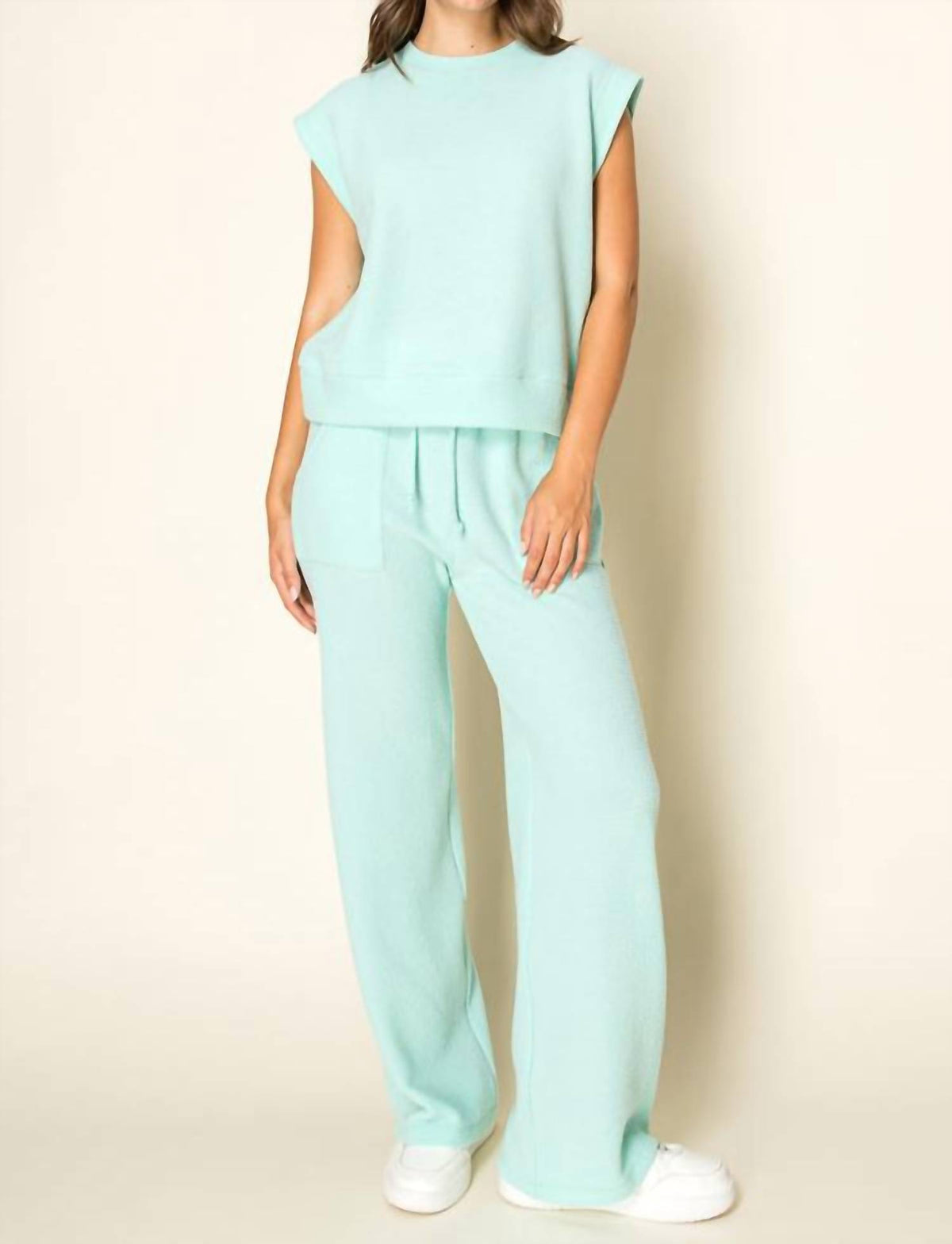 Misty Waffle Knit Wide Leg Pant