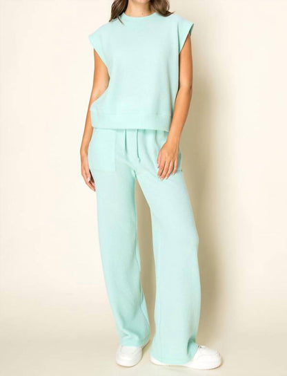 Misty Waffle Knit Wide Leg Pant