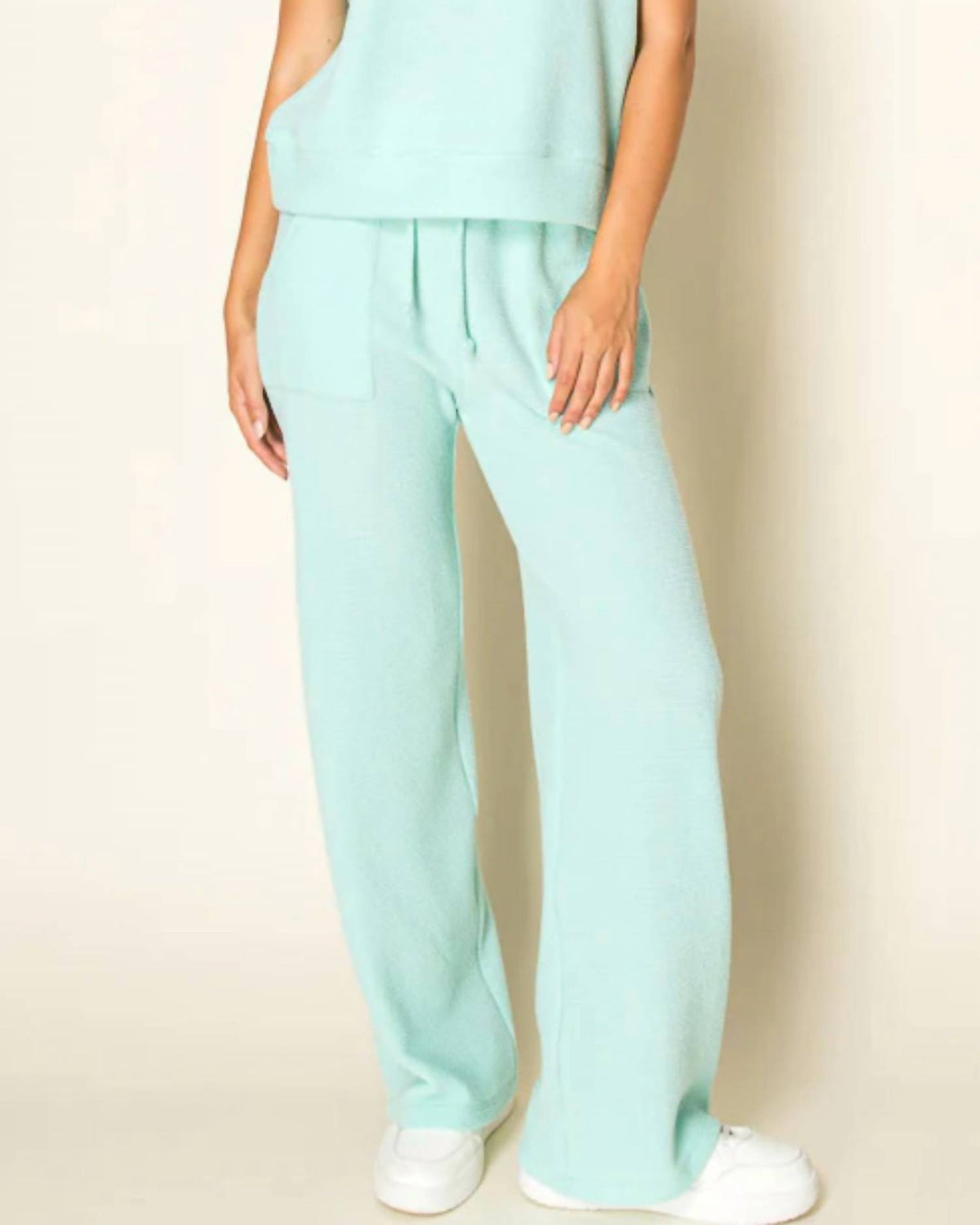 Misty Waffle Knit Wide Leg Pant