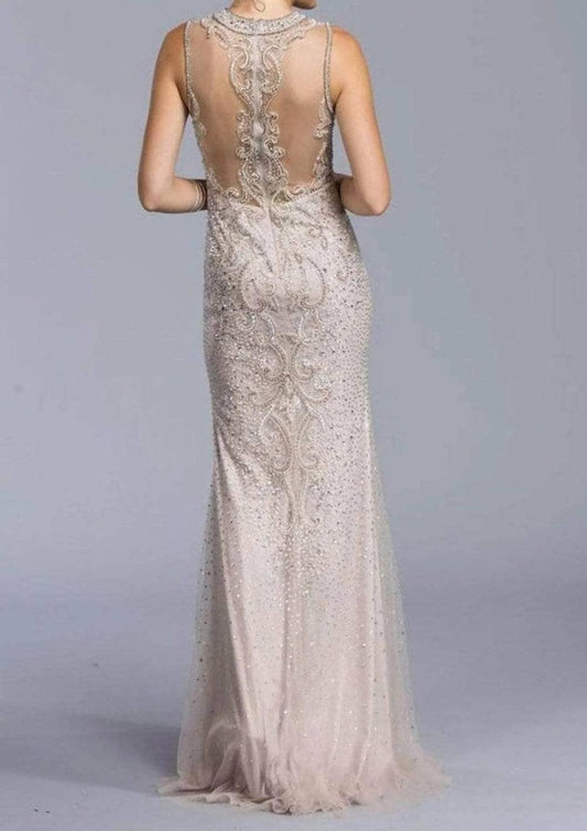 Bedazzled Sleeveless Evening Maxi Dress