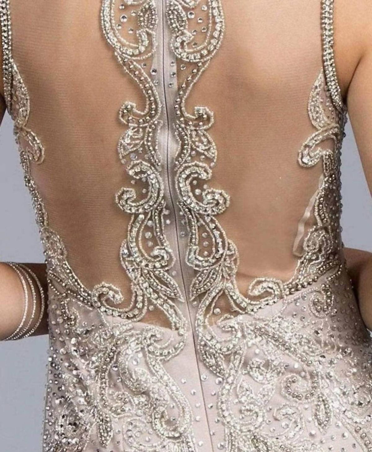 Bedazzled Sleeveless Evening Maxi Dress