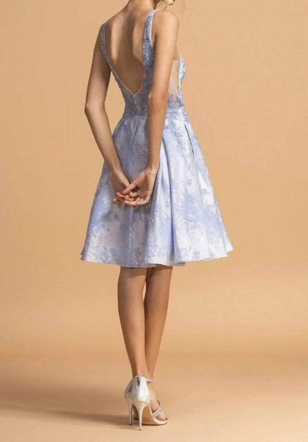 Illusion Jewel Applique Dress