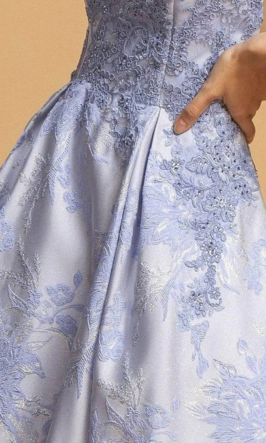 Illusion Jewel Applique Dress