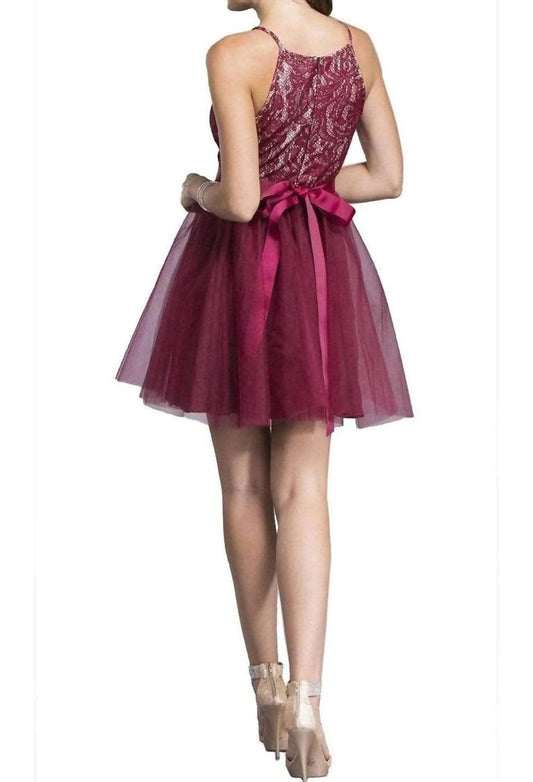 Short Halter Lace Bodice Mini Dress