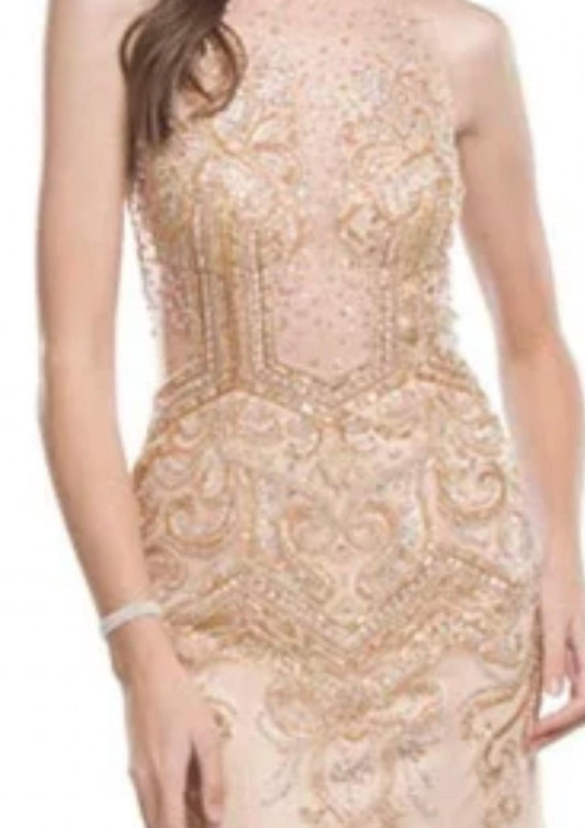 Sleeveless Beaded Sheath Prom Dress