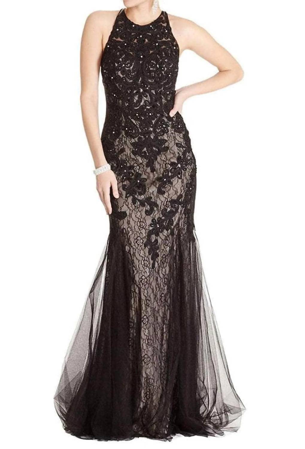 Sleeveless Halter Neck Evening Dress