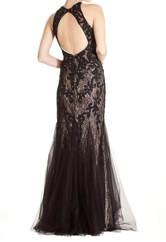 Sleeveless Halter Neck Evening Dress