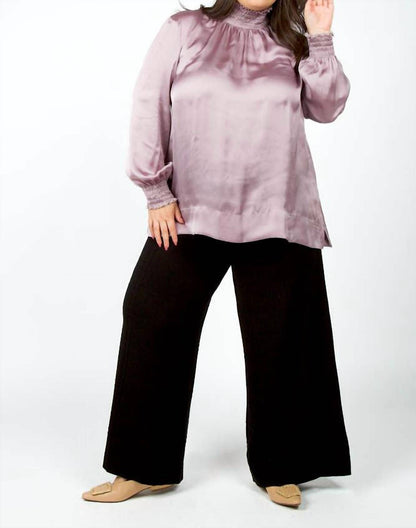 Pleated Long Sleeve Top - Plus