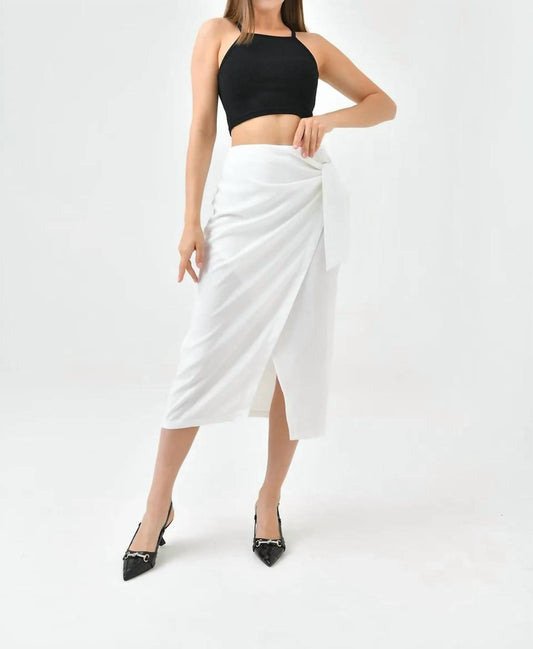 Tie Front Slit Midi Skirt