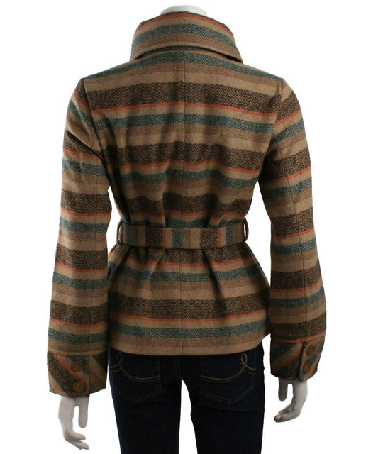Women's Fold Over Funnel Collar Coat