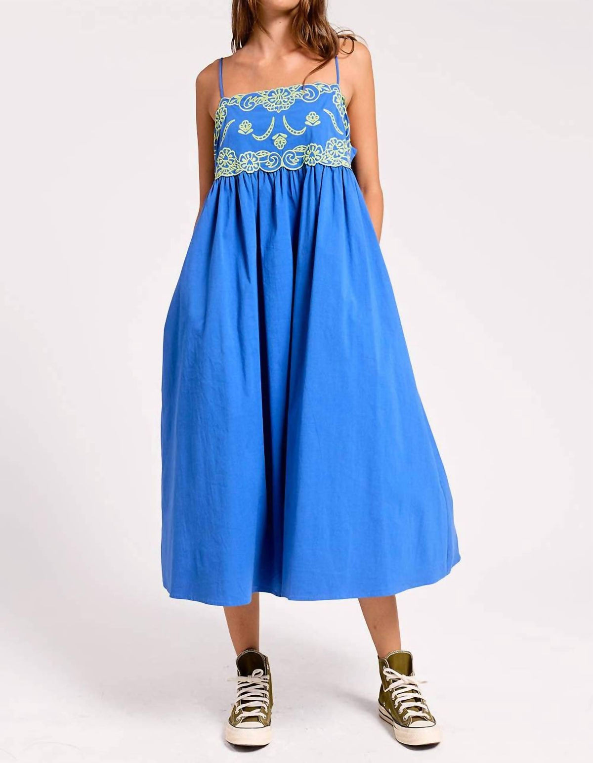 Camellia Embroidered Midi Dress