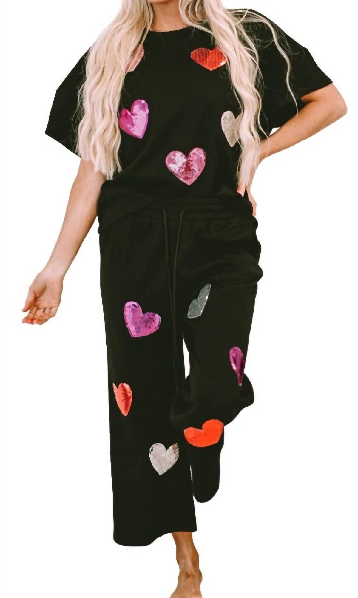 Shiny Heart Popping Graphic Textured Set