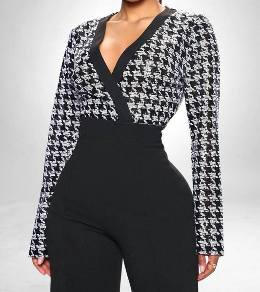 Daria Houndstooth Sequin Jumpsuit