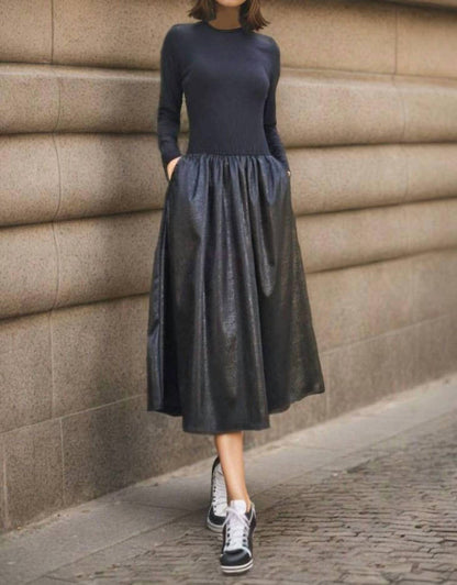Betty Faux Leather Midi Dress