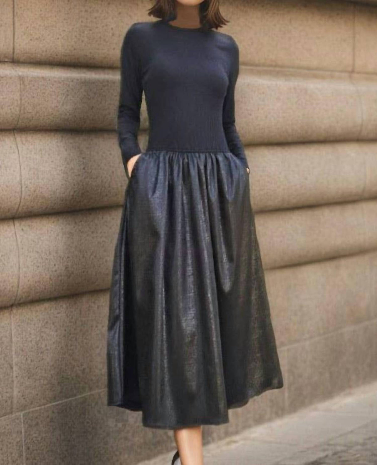 Betty Faux Leather Midi Dress