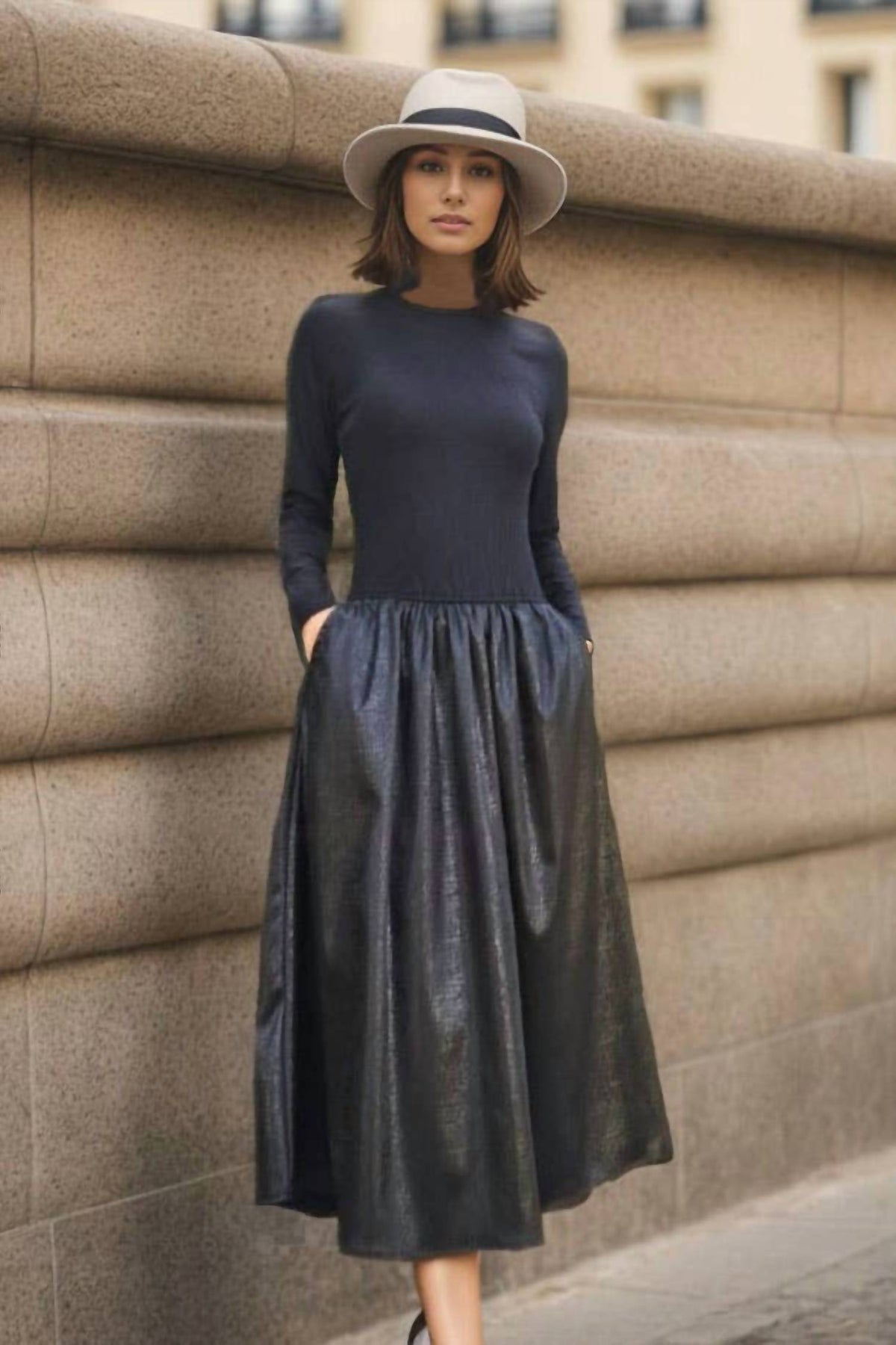 Betty Faux Leather Midi Dress