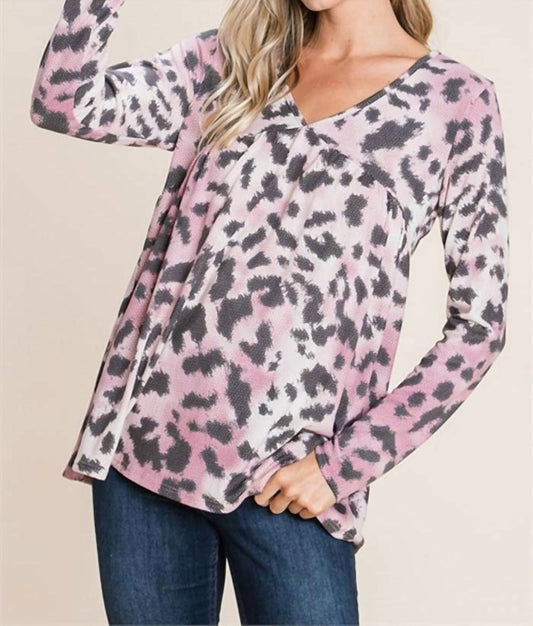 Magenta Black Hexa Pattern Animal Print Top